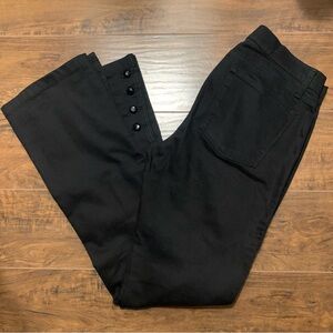 Ralph Lauren Bootcut Flare Black Jean Size 6 Tuxedo Stripe Buttons Details